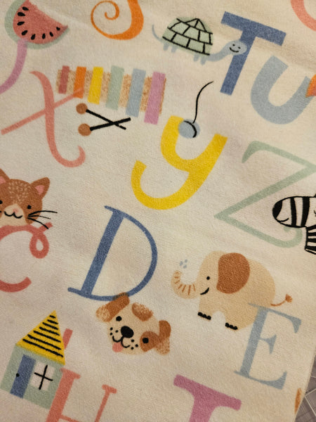 Alphabet animals. Flannel and terry cloth